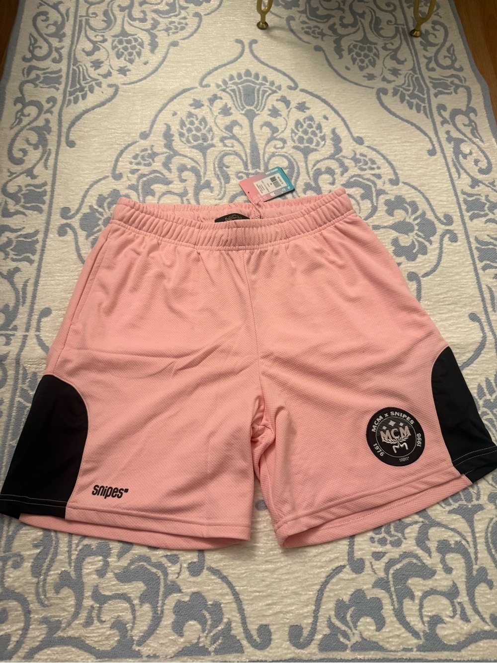 MCM x Snipes Pink Athletic Shorts with Black Panels
